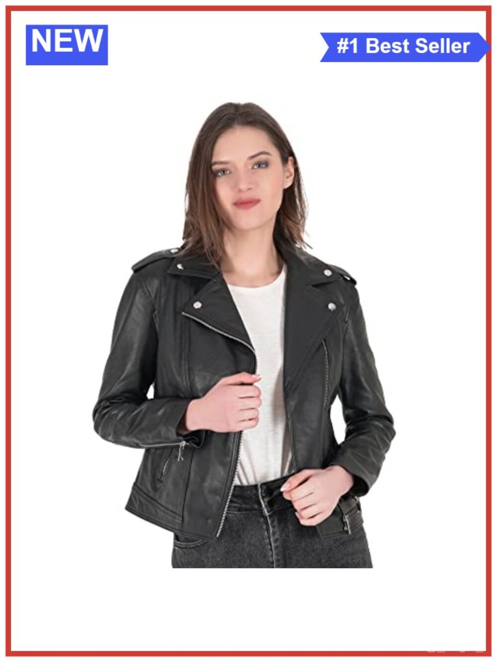 Real Leather Jacket Women Biker Moto Motorcycle Jacket